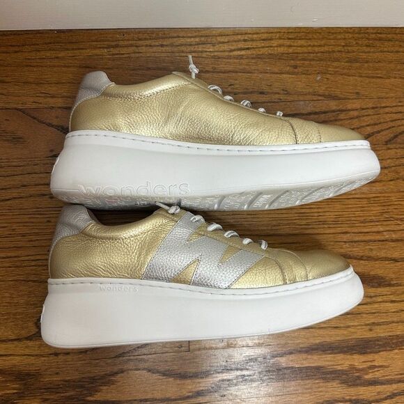 Wonders Zurich Gold A-2650 Leather Women's Platform Sneakers Size 41 US 10 - Picture 10 of 11